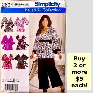 Simplicity 2634 Khaliah Ali Collection Uncut Sewing Pattern 26W - 32W